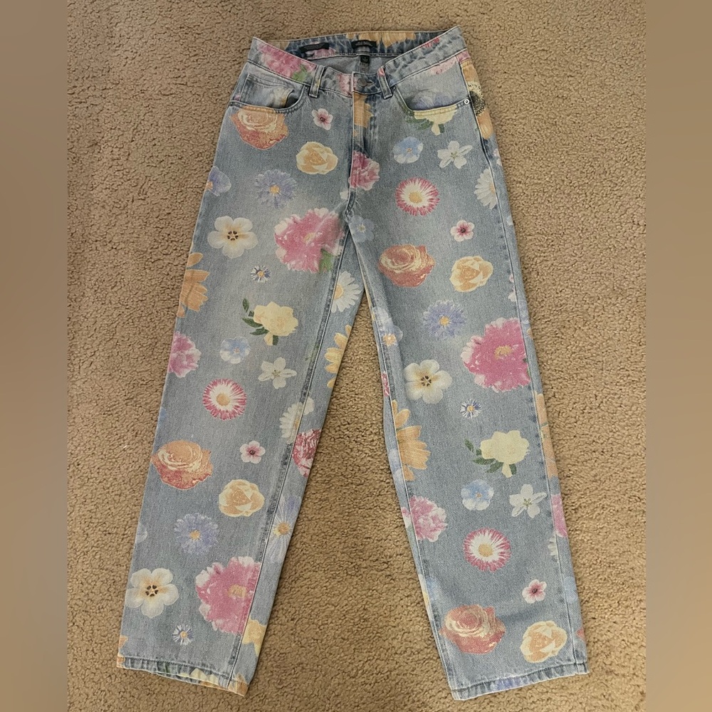 Wild Fable Floral high waisted Straight Leg Jeans - Multicolor